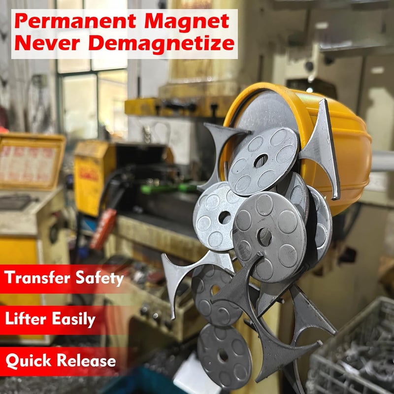 MUTUACTOR Strong Lifting Magnet with Handle,Quick Release Magnet Pickup Tools for Bulk Parts,Large Rare Earth Magnets Hand Tools for Transferring and Picking Up Nails Screws Nuts and Metal Objects - Image 4